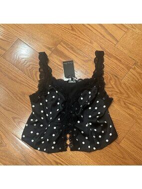 Emory Park Black and White Polka Dot Tank Top
